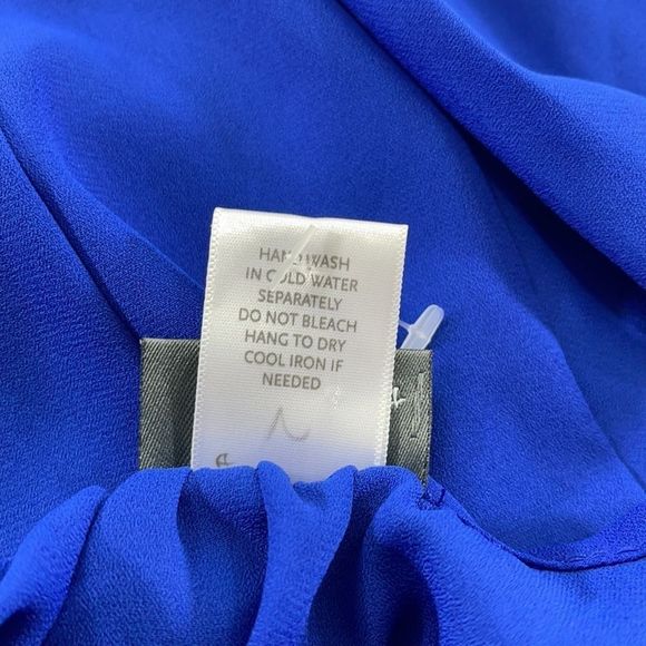 Women’s Dots Blue Draped Detailed Back Sheer Short Sleeve Blouse (XL) CA08 - Picture 4 of 7